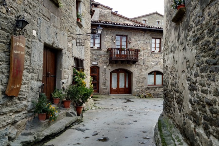 narrow streets of the medieval village of Rupit