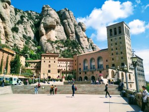 People walking through Montserrat square