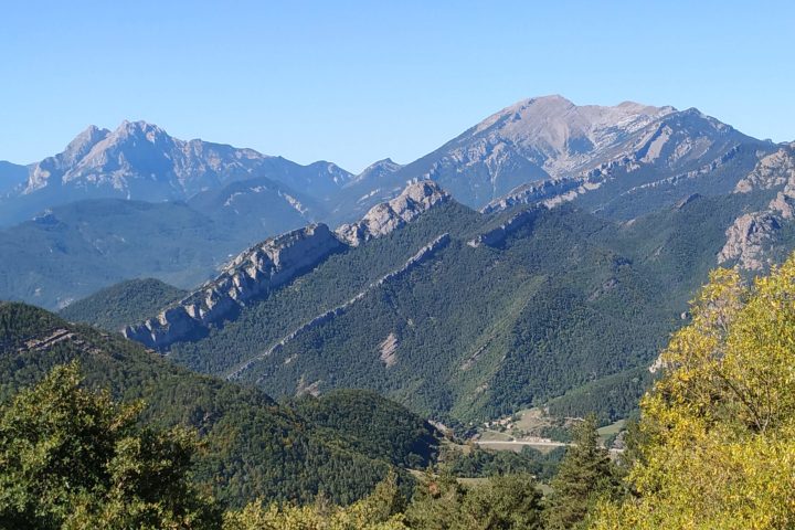 a view of pedraforca mountain in the background