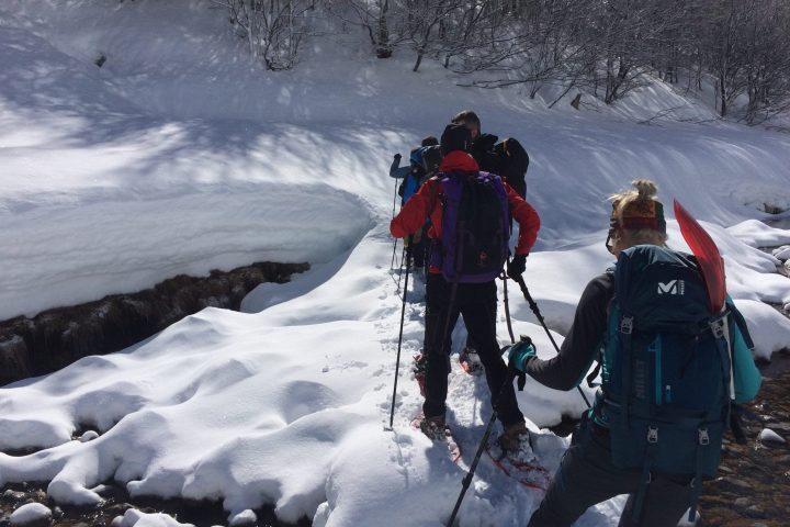 a couple of people that are standing in the snow