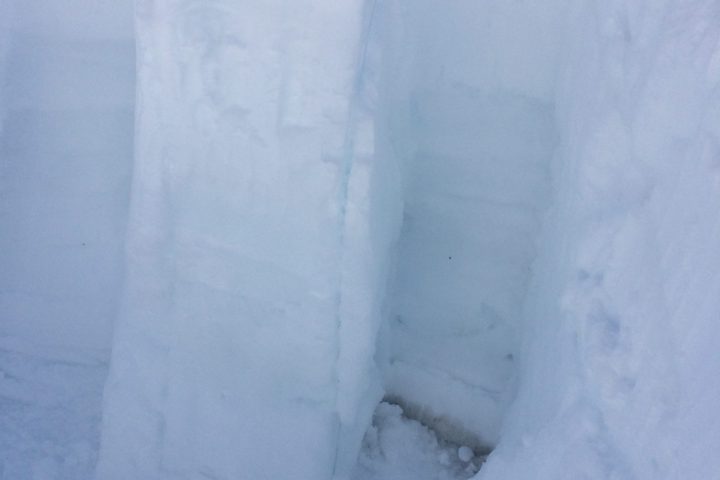 a building covered in snow